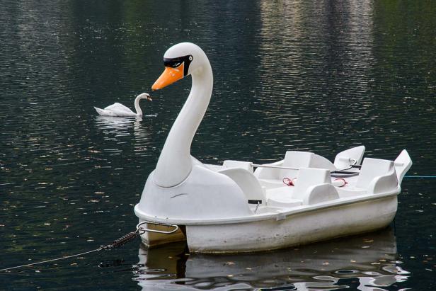 Tretboot am Hallstätter See