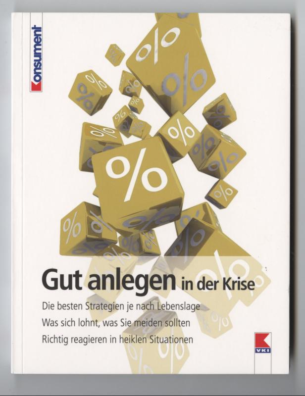Das Cover des Buches „Gut anlegen in der Krise“ mit Prozentzeichen-Würfeln.