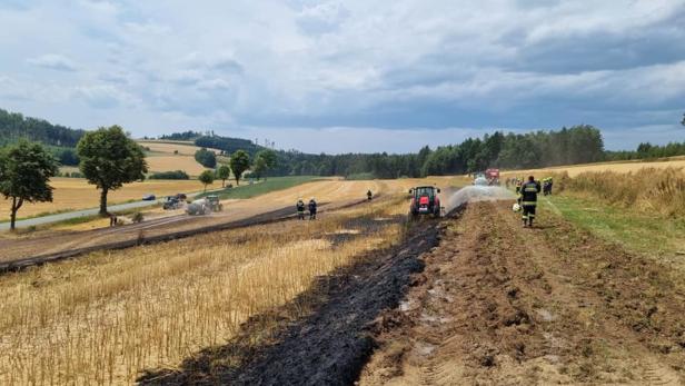 Feuerwehren müssen massiven Flurbrand vor dem Wald stoppen