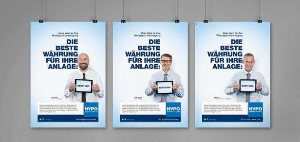 Hypo Oberösterreich - Herbstkampagne - Poster - Filialleiter - Upart Agentur Drei Werbeplakate der Hypo Oberösterreich mit dem Slogan „Die beste Währung für Ihre Anlage“.