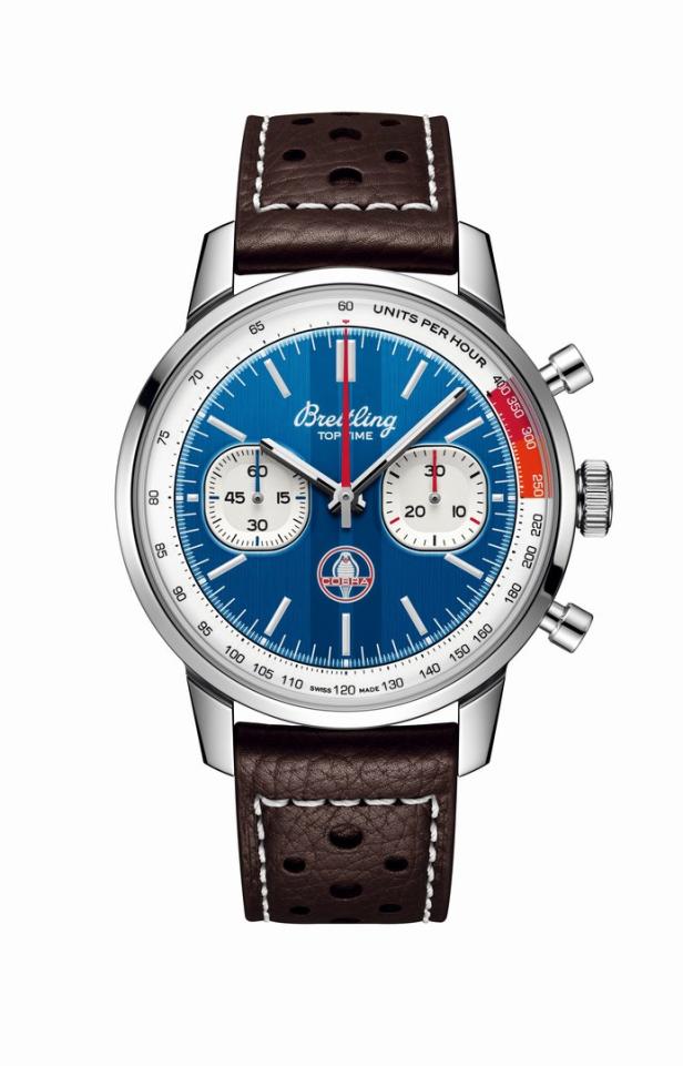 Die Breitling „Top Time B01 Shelby Cobra“ in 41-mm-Edelstahl.