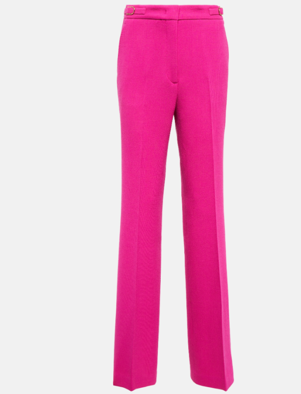 Hoch geschnittene, pinke Hose „Vesta“ aus Wolle.