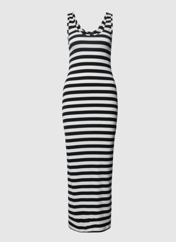 Midikleid mit Streifenmuster Modell „Simone“ in Schwarz.