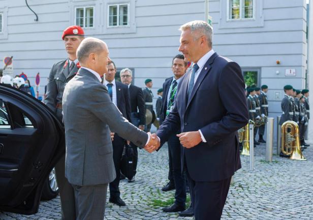 Austrian Chancellor Karl Nehammer welcomes German Chancellor Olaf Scholz in Salzburg