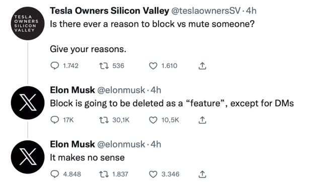 Elon Musk kündigt die Abschaffung der Blockier-Funktion an