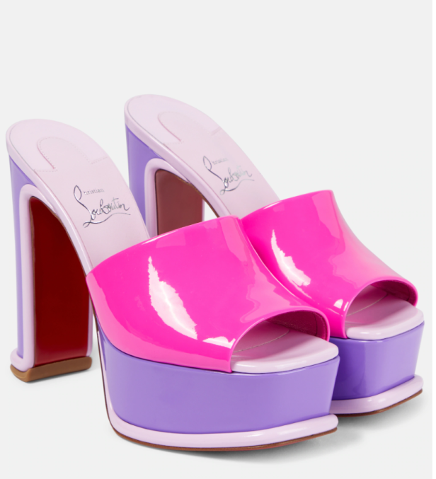 Pinke und lila „Amali Mule Alta“ Plateau-Pantoletten.