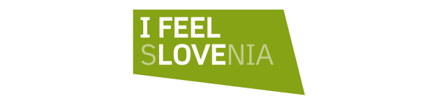 Das Logo von „I Feel Slovenia“ auf einem grünen Hintergrund.