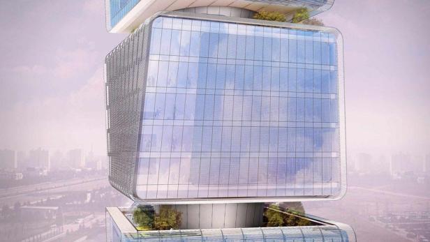 Das Finanzministerium von Baku, ein modernes Hochhaus mit Glasfassade.