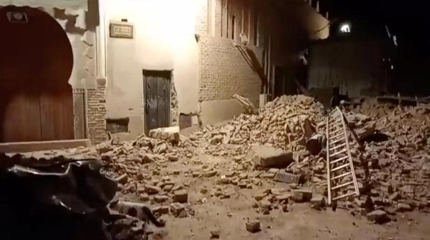 Aftermath of an earthquake in Morocco