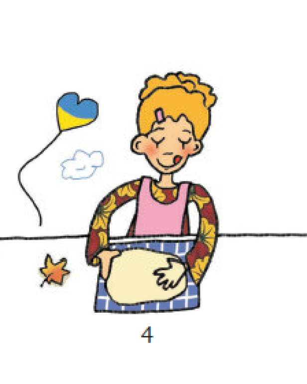 Eine blonde Frau knetet Teig auf einem Küchentuch.