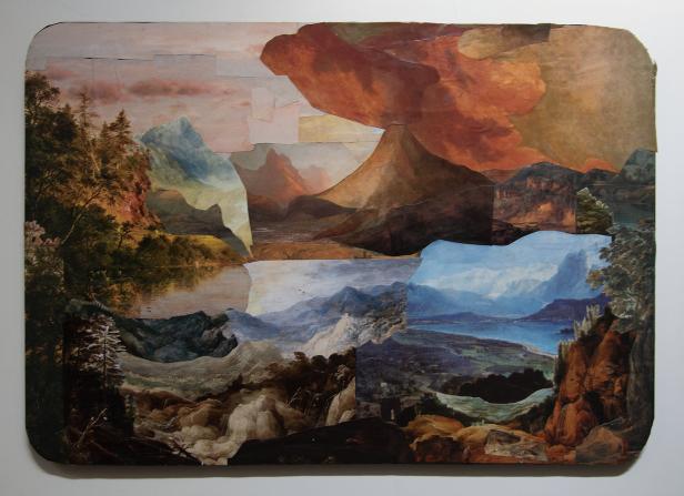 Eine Collage aus verschiedenen Landschaftsbildern mit Bergen, Seen und Wäldern.
