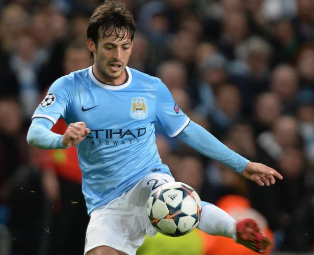 David Silva von Manchester City beim Fußballspielen.