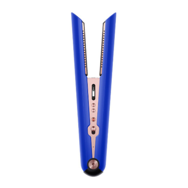 Ein blauer Dyson Corrale Haarglätter.