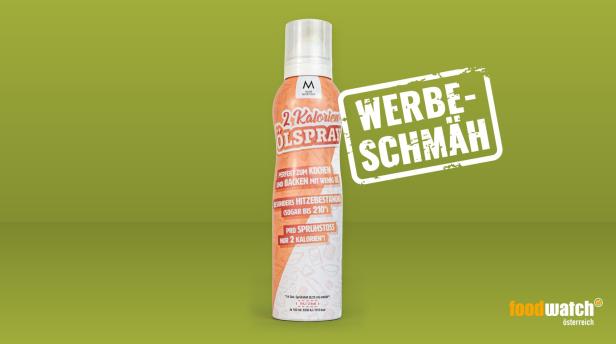 Ein Ölspray von More Nutrition mit dem Aufdruck „2 Kalorien Ölspray“.