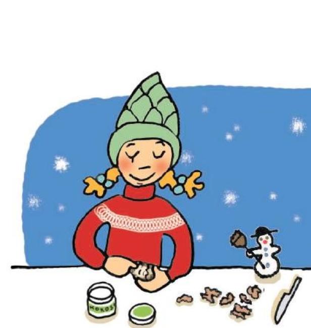 Lilli bereitet mit einem Rezept Vogelfutter zu.