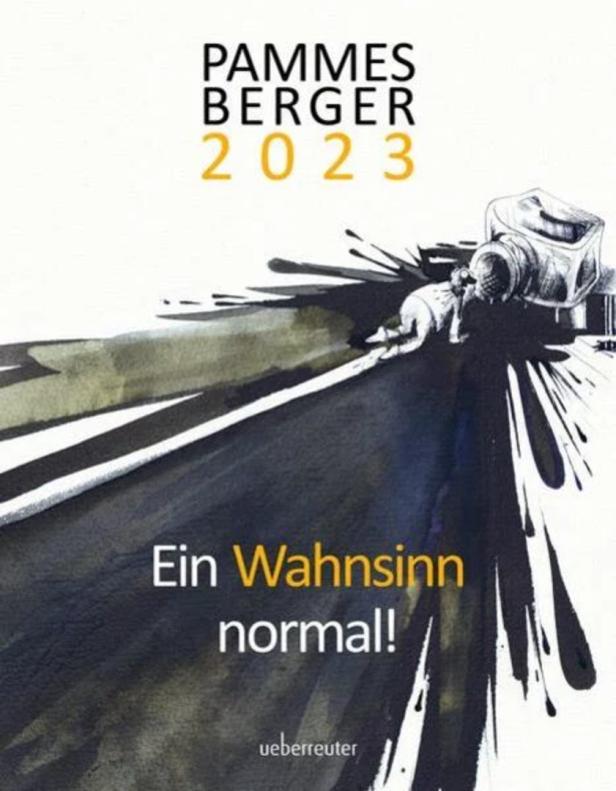 Das Cover des Buches „Pämmesberger 2023: Ein Wahnsinn normal!“ zeigt eine stilisierte Zeichnung.