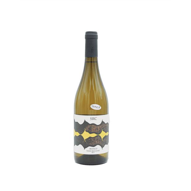 Eine Flasche SRC Bianco Terre Siciliane IGT Weißwein.