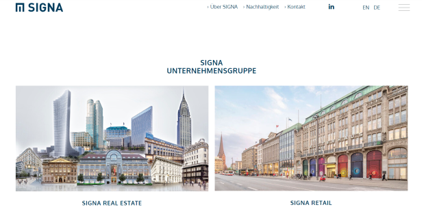 Homepage von Signa leer geräumt: Offiziell "Wartungsarbeiten"