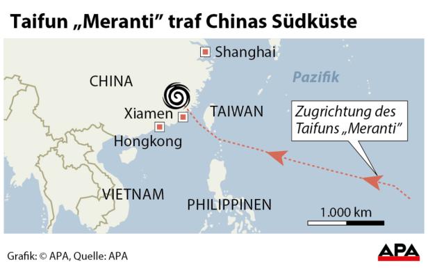 Südchina: "Meranti" stärkster Taifun seit 60 Jahren