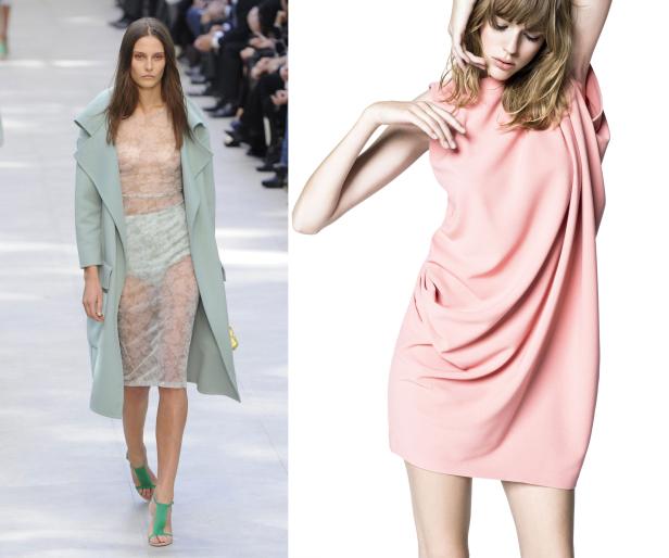 Zwei Models präsentieren Kleider in Pastellfarben.