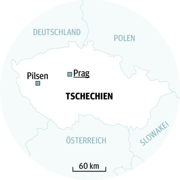 Grafik Karte Pilsen in Tschechien