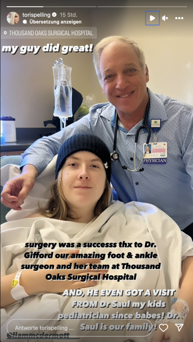 Tori Spelling: Operation von Sohn Liam war Erfolg - "jetzt beginnt Heilungsprozess"