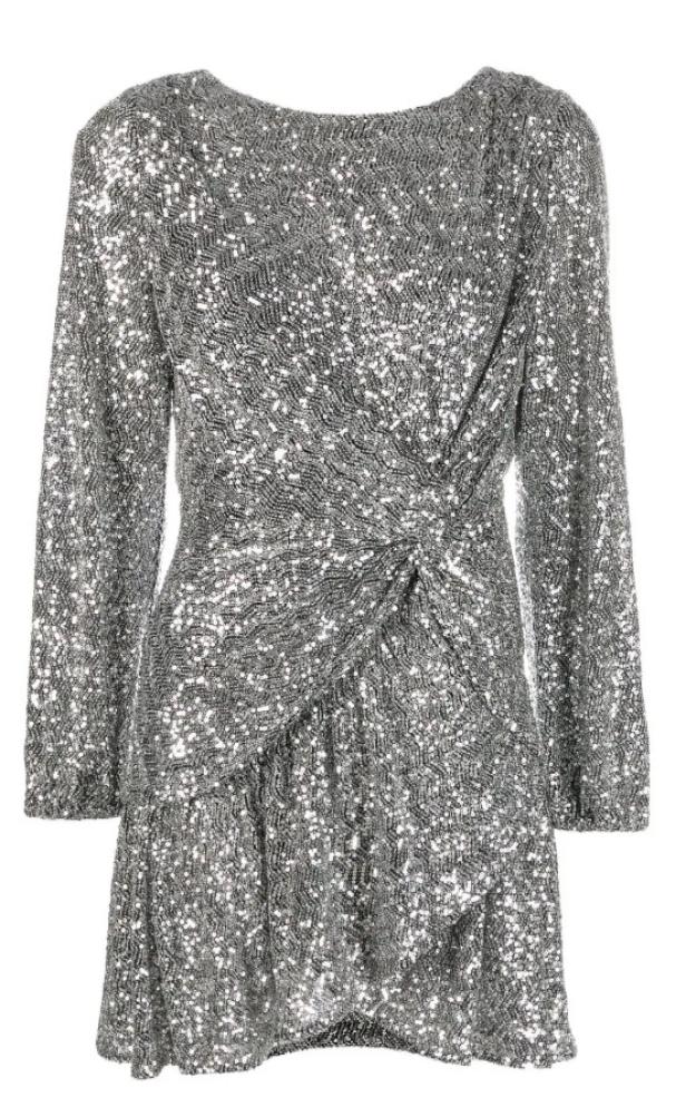 Ein kurzes, langärmeliges Minikleid von Maje mit Glitzer.