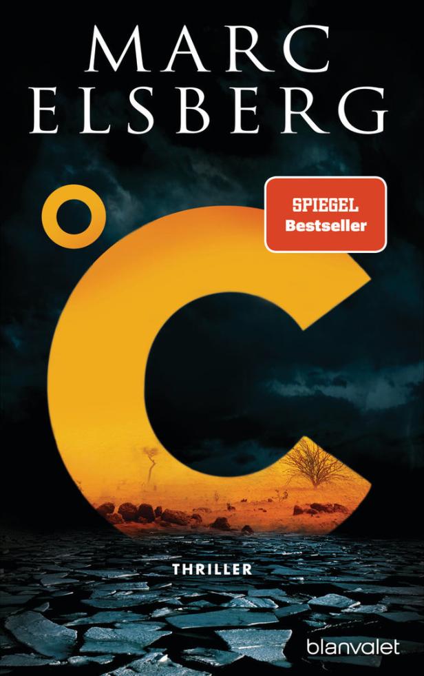 Das Cover des Thrillers „°C“ von Marc Elsberg zeigt eine stilisierte Grad Celsius-Anzeige über einer Eislandschaft.