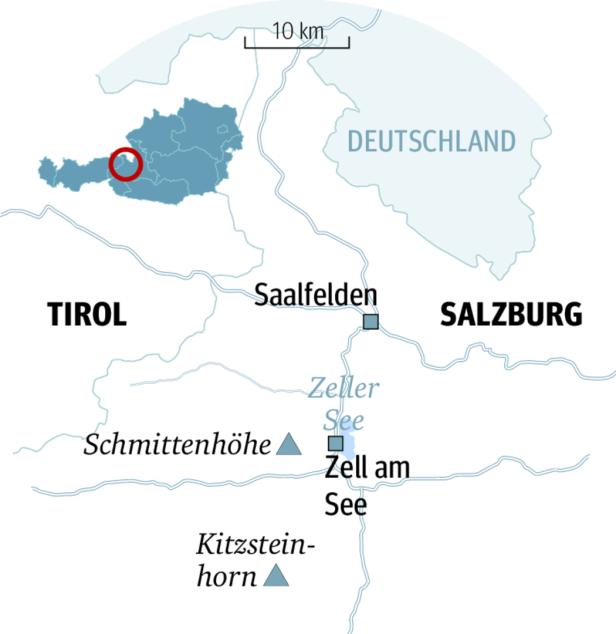 Karte Salzburg und Tirol, Schmittenhöhe, Zell am See, Kitzsteinhorn, Saalfelden
