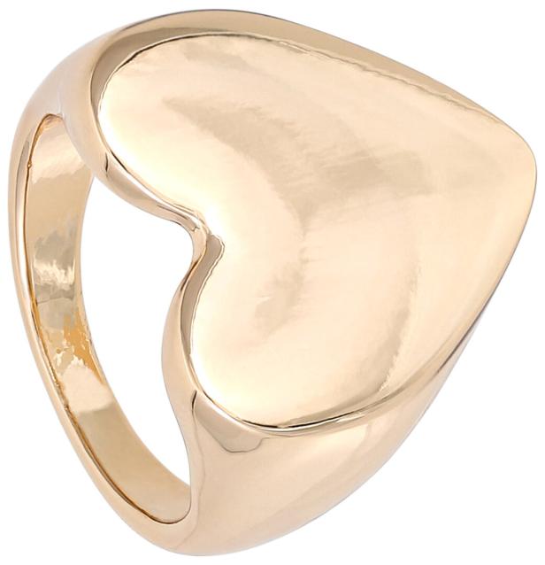 Ein goldener Ring in Herzform.