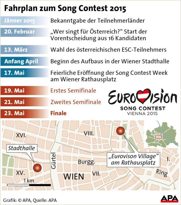 Fahrplan zum Song Contest 2015 - aktualisiert