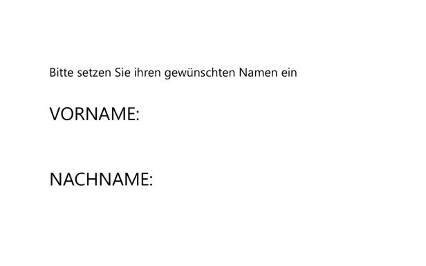 Ein Formular mit den Feldern „Vorname“ und „Nachname“ zum Ausfüllen.