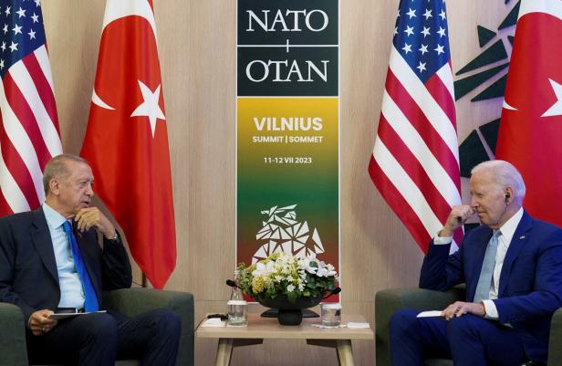Erdoğan und Biden beim NATO-Treffen im Juli in Vilnius.