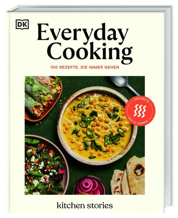 Das Kochbuch „Everyday Cooking“ von DK mit einer Auswahl verschiedener Gerichte auf dem Cover.