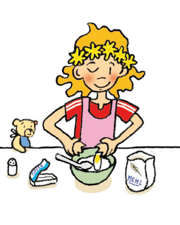 Lilli macht Bärlauchnockerl.