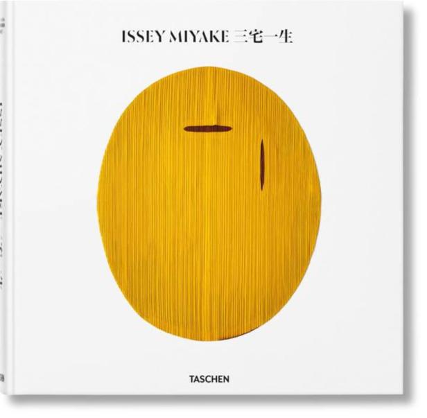 Das Cover des Buches „Issey Miyake“ von Taschen zeigt ein abstraktes gelbes Design.