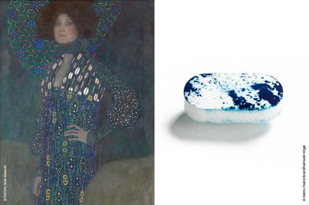 Staubpartikel von Gustav Klimts „Emilie Flöge" als Pille