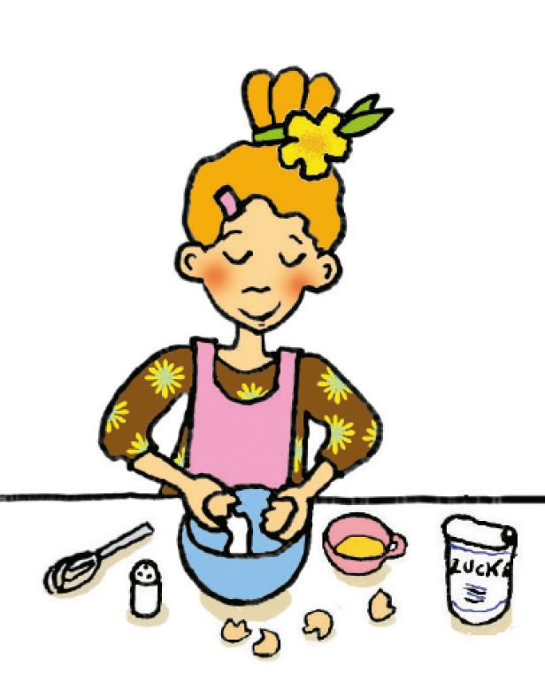 Lilli bereitet einen Gugelhupf zu.