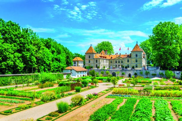 Schlossgarten in der Schweiz.