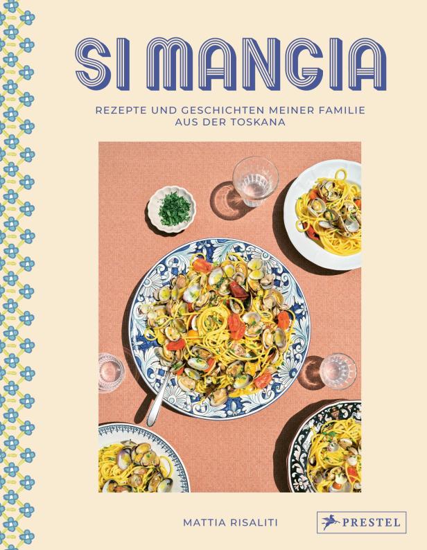Das Cover des Kochbuchs „Si Mangia“ zeigt Pasta mit Venusmuscheln.