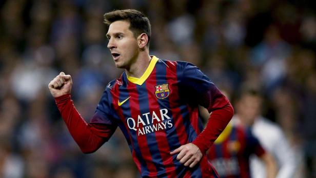 Lionel Messi jubelt in seinem Trikot des FC Barcelona.