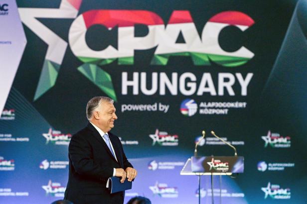 Ministerpräsident Viktor Orbán bei der CPAC in Budapest am 25. April 2024.