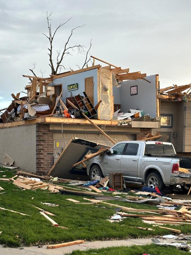 Durch Tornado zerstörtes Haus in Omaha