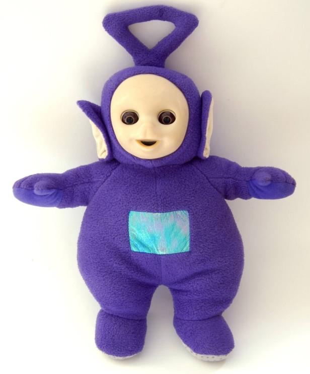 Ein lila Teletubby aus Plüsch: Auf diesem Bild nicht, aber sonst winken Teletubbies gerne.