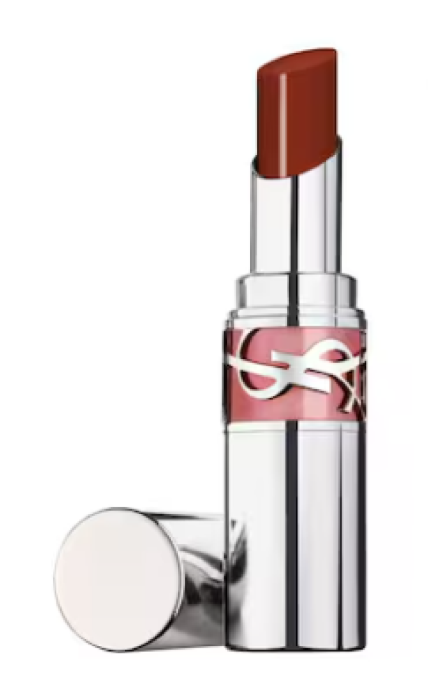 Ein geöffneter, brauner Lippenstift von Yves Saint Laurent.