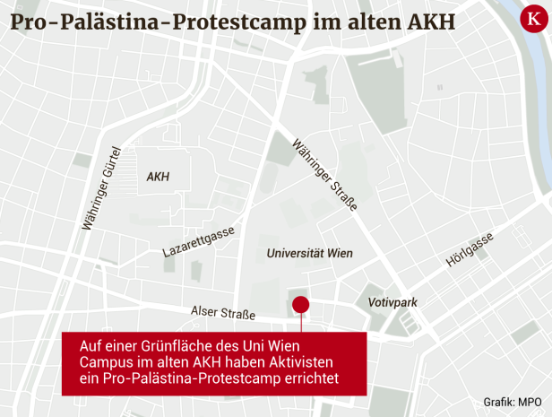 Warum das Pro-Palästina Camp bei der Uni Wien nicht geräumt wird