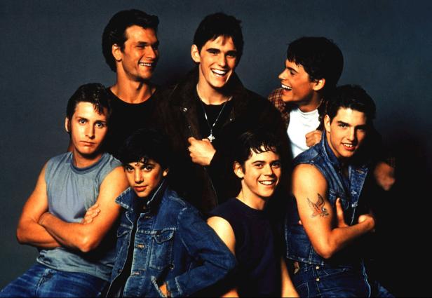 Die Besetzung des Films „Die Outsider“ aus dem Jahr 1983, darunter Tom Cruise, Matt Dillon und Patrick Swayze.