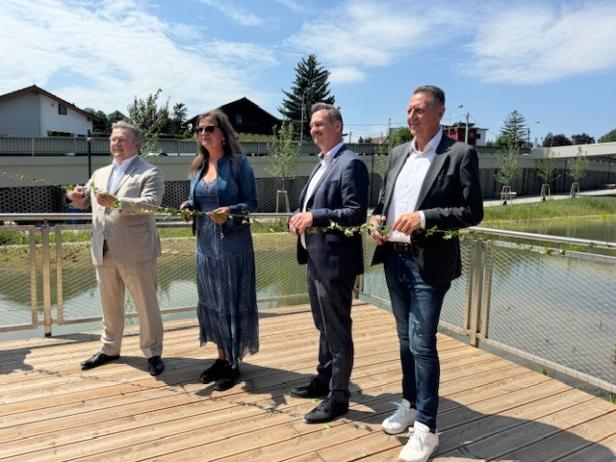 Spielen unter der Autobahn: Tangentenpark eröffnet