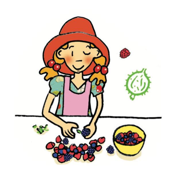 Lilli bereitet ein Beerencrumble-Rezept zu.