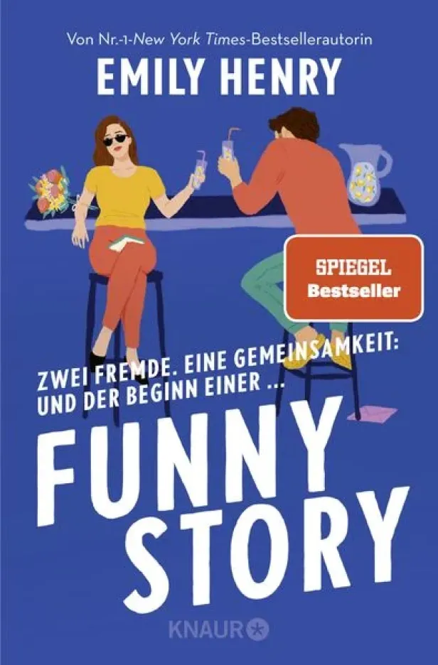 Das Cover des Buches „Funny Story“ von Emily Henry zeigt zwei Personen an einer Bar.